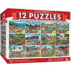 Folk Art Jigsaw Puzzle 12-Pack 4x 100Pc 4x 300Pc 4x 500Pc