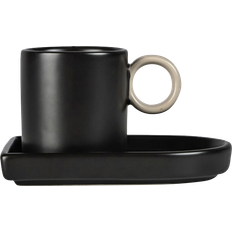 Byon Accesorios de cocina Byon Y Platillo Niki Black-Beige Taza de café espresso