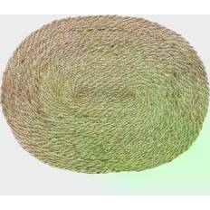 Dixie Elin dækkeserviet twist oval Natur/Grå Dækkeserviet Beige, Grå, Naturfarvet