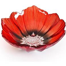 Cristal Cuencos Målerås Glasbruk Bol Poppy Pequeío Rojo-Negro Cuenco 14cm