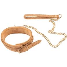 Beige Handschellen Vegan Fetisch Halsband mit Leine