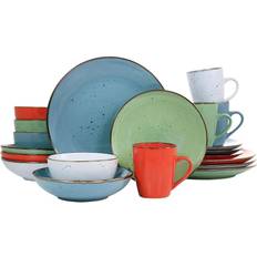 Elama Evelyn 20-Piece Round Stoneware Dinnerware Set, Assorted Colors Dinner Set 4pcs