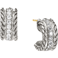 David Yurman Earrings David Yurman Petite Huggie Hoop Earrings - Silver/Gold/Diamonds