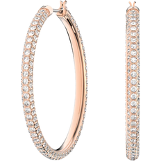 Bijoux Swarovski Stone Hoop Earrings - Rose Gold/Transparent