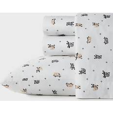 Poppy & Fritz Skateboarding Bulldogs Bed Sheet White, Grey (243.84x167.64cm)