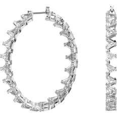 Swarovski Ortyx Triangle Cut Large Hoop Earrings - Silver/Transparent