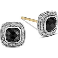 David Yurman Petite Albion Stud Earrings - Silver/Diamonds/Onyx