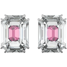 Swarovski Chroma Stud Earrings - Silver/Pink/Transparent