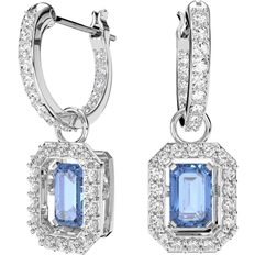 Swarovski Millenia Octagon Cut Drop Earrings - Silver/Blue/Transparent