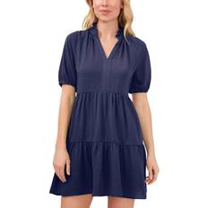 CeCe Women's Tiered V-Neck Babydoll Dress - Classic Navy