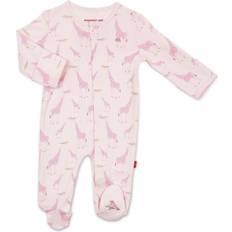 Organic/Recycled Materials Jumpsuits Magnetic Me Jolie Giraffe Organic Cotton Magnetic Footie - Pink