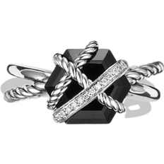 David Yurman Cable Wrap Ring - Silver/Onyx/Diamond