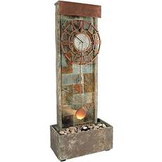 Copper Decorative Items Sunnydaze Slate Clock Fountain with Pump and LED Light Decorative Item