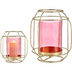 Metal Candlesticks, Candles & Home Fragrances Married Decor Pink Golden Lantern 20cm