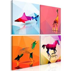 Inredningsdetaljer Arkiio Geometric Animals (4 Parts) 90x90 Tavla