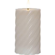 Flamme Swirl Led Bloklys 15 Cm Lys Voks Beige 064-25