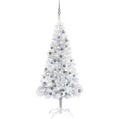 Grå Juletræer vidaXL Kunstigt med og kuglesæt 120 cm PET sølvfarvet Juletræ