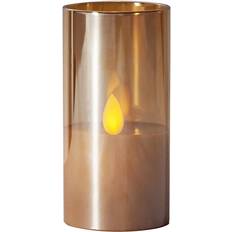 Braun Kerzen & Zubehör Star Trading M-TWINKLE LED-Blockljus 10cm Amber LED-Licht