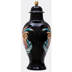 Seletti Toiletpaper -Hands with snakes Ø 19.5 x H 46.5 cm Porcelain Black Vase