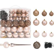 Rosa Adornos de Árbol de Navidad vidaXL Christmas Ball Set with Peak 120 Piece LED Tree Decoration Rose Gold Adorno de Árbol de Navidad