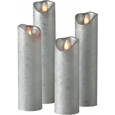 LED-vokslys Shine Sølv 4 stk