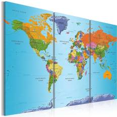 Arkiio World Map Colourful Note 120x80 Tavla