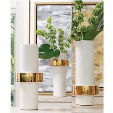 High Golden Ring WHITE Vase