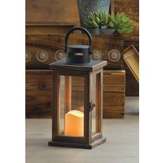 Multicolored Lanterns Lodge Wooden with Distressed Brown 10.75" Tall