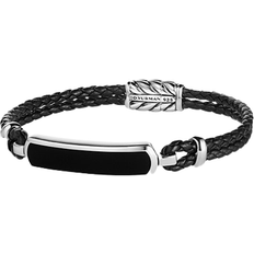 David Yurman Exotic Stone Bar Station Leather Bracelet - Silver/Onxy