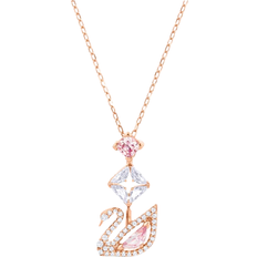 Swarovski Dazzling Swan Y Necklace - Rose Gold/Transparent/Pink