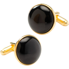 Gold Plated - Men Cufflinks Ox and Bull Cufflinks - Gold/Onyx