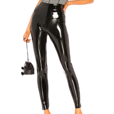 Leather Tights Commando Control Top Faux Patent Leather Leggings - Black