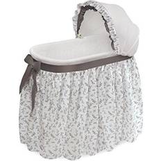 Foam Bedside Crib Badger Basket Wishes Oval Bassinet Full Length Skirt Gray/Leaf 17x33"