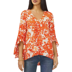 Vince Camuto V Neck Flutter Top - Blaze Orange