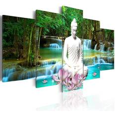 Gröna Tavlor Arkiio Zen Waterfall 100x50 Tavla 100x50cm