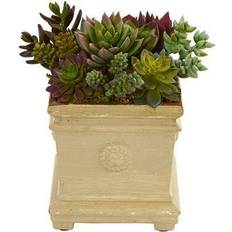Glass Artificial Plants Nearly Natural 4180 Mixed Succulent Artificial Plant in Decorative Artificial Plant