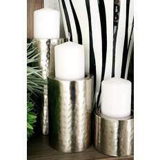 CosmoLiving by Cosmopolitan Hammered 3-piece Set, Silver One Size Candlestick