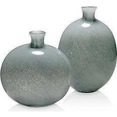 Minx Decorative in Grey Glass, Set of 2 BLUE Vase