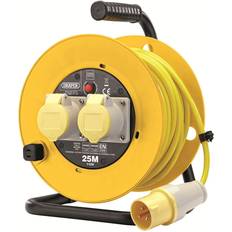 Amarillo Carretes de cable Draper 110V Twin Extension Cable Reel, 25m