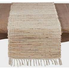 Jute Tablecloths Saro Lifestyle Chindi Tablecloth Beige (182.88x40.64cm)