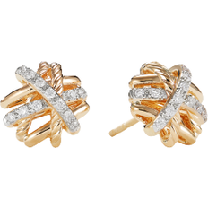 David Yurman Crossover Stud Earrings - Gold/Diamonds