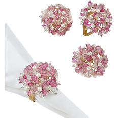 Pink Napkin Rings Saro Lifestyle Beaded Floral Bouquet Napkin Ring 3.81cm 4pcs