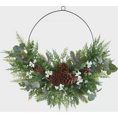 Iron Decorations Nearly Natural Christmas Pine Eucalyptus & Berries Metal Circlet Artificial Wreath Decoration 28"