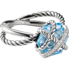 David Yurman Cable Wrap Ring - Silver/Topaz/Diamonds