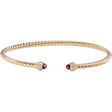 David Yurman Cablespira Bracelet - Gold/Garnet/Diamonds