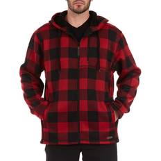 Fleece Jackets - Red Smith Buffalo Sweater Fleece Hooded Jacket - Red/Black 01