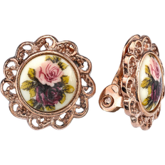 Rose Gold Earrings 1928 Jewelry Round Clip On Earrings - Rose Gold