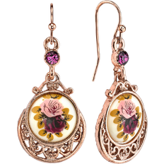 Rose Gold Earrings 1928 Jewelry Crystal Flower Drop Earrings - Rose Gold/Diamond