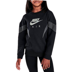 Nike Sweatshirts Nike Girl's Air French Terry Sweatshirt - Black/Dark Smoke Grey (DD7135-010)