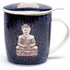 Phoenix Mug Avec Infuseur Métal - Bouddha Bleu Nuit Hauteur 9.5 cm Diamètre 8.7 cm 400 ml Mug 40cl